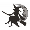 Witch on the Broomstick with Quarter Moon Halloween Pin